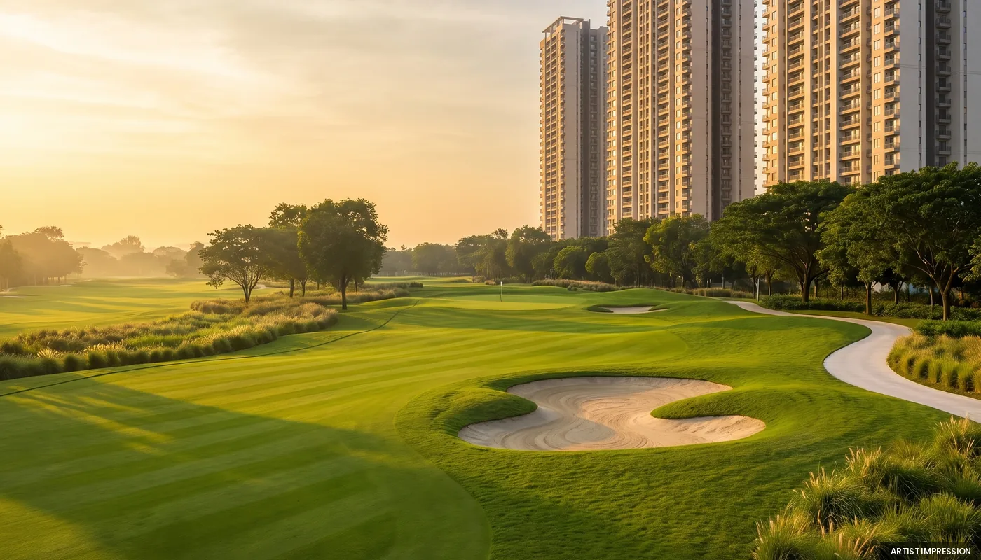 Artist’s impression of residences overlooking landscaped golf greens